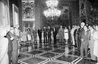 Incontro del Presidente della Repubblica Francesco Cossiga con i partecipanti a un Convegno giuridico organizzato dall'Aspen Institute