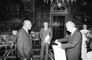Arturo Guillermo Lopez Luna, nuovo ambasciatore della Repubblica di Honduras; Gyorgy Misur, nuovo ambasciatore della Repubblica Popolare Ungherese; McDonald Phillip Benjamin, nuovo ambasciatore di Dominica: presentazione lettere credenziali