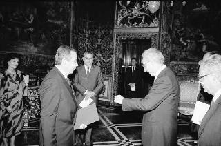 Arturo Guillermo Lopez Luna, nuovo ambasciatore della Repubblica di Honduras; Gyorgy Misur, nuovo ambasciatore della Repubblica Popolare Ungherese; McDonald Phillip Benjamin, nuovo ambasciatore di Dominica: presentazione lettere credenziali