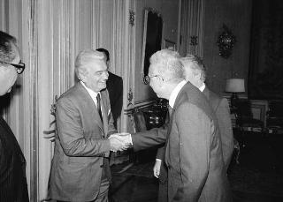 Il Presidente della Repubblica Francesco Cossiga incontra il prof. Carlo Bernini, presidente della Giunta regionale del Veneto, con Vittorio Branca, per riferire sul Convegno "Europa Genti"