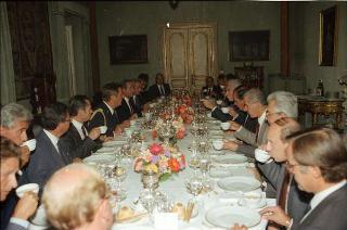 Colazione offerta dal Presidente della Repubblica Francesco Cossiga per il congedo del Consigliere giuridico Giuseppe Carbone