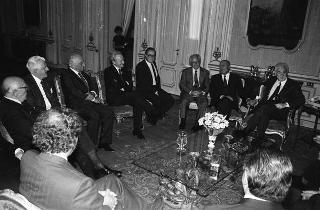 Incontro del Presidente della Repubblica Francesco Cossiga con  i componenti della Corte e della Commissione europea dei diritti dell'uomo