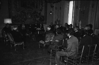 Il Presidente della Repubblica Francesco Cossiga riceve Ernesto Ugolini, presidente della Servizi Interbancari s.p.a. con i componenti del Consiglio d'Amministrazione