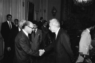 Incontro del Presidente della Repubblica Francesco Cossiga con la Giuria e i vincitori del Premio letterario Tevere