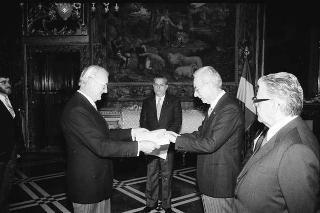Sven Fredrik Hedin, nuovo ambasciatore del Regno di Svezia; Noureddine Mejdoub, nuovo ambasciatore della Repubblica di Tunisia; Friedrik Ruth, nuovo ambasciatore della Repubblica Federale di Germania: presentazione lettere credenziali