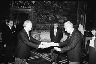 Sven Fredrik Hedin, nuovo ambasciatore del Regno di Svezia; Noureddine Mejdoub, nuovo ambasciatore della Repubblica di Tunisia; Friedrik Ruth, nuovo ambasciatore della Repubblica Federale di Germania: presentazione lettere credenziali