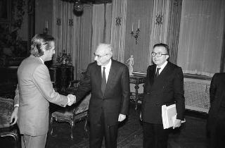 Incontro del Presidente della Repubblica Francesco Cossiga con Ahmed Teleb Ibrahimi, ministro degli affari esteri della Repubblica Algerina Democratica e Popolare