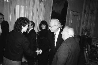 Il Presidente della Repubblica Francesco Cossiga incontra Peter Rodino, presidente della Commissione giustizia della Camera dei Rappresentanti degli USA