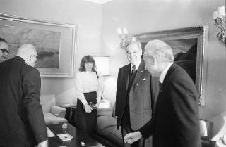 Incontro del Presidente della Repubblica Francesco Cossiga con Herbert Schambeck, vice presidente del Senato austriaco, e Friedrich Frolichsthal, ambasciatore della Repubblica d'Austria a Roma