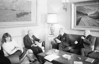 Incontro del Presidente della Repubblica Francesco Cossiga con Herbert Schambeck, vice presidente del Senato austriaco, e Friedrich Frolichsthal, ambasciatore della Repubblica d'Austria a Roma