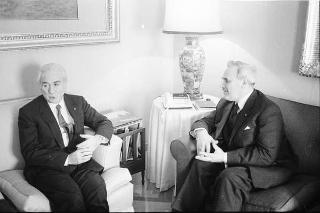 Incontro del Presidente della Repubblica Francesco Cossiga con Herbert Schambeck, vice presidente del Senato austriaco, e Friedrich Frolichsthal, ambasciatore della Repubblica d'Austria a Roma