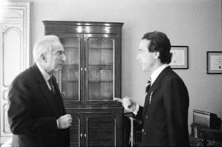 Incontro del Presidente della Repubblica Francesco Cossiga con Antonio Ardizzone e Giovanni Pepi, direttore e vice direttore responsabile de "Il Giornale di Sicilia"