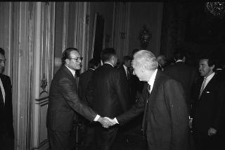 Incontro del Presidente della Repubblica Francesco Cossiga con Stefano Sandri, presidente dell'EFIM, con una delegazione della Finanziaria "Ernesto Breda" s.p.a., nel centenario di fondazione della Società