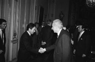 Incontro del Presidente della Repubblica Francesco Cossiga con Stefano Sandri, presidente dell'EFIM, con una delegazione della Finanziaria "Ernesto Breda" s.p.a., nel centenario di fondazione della Società