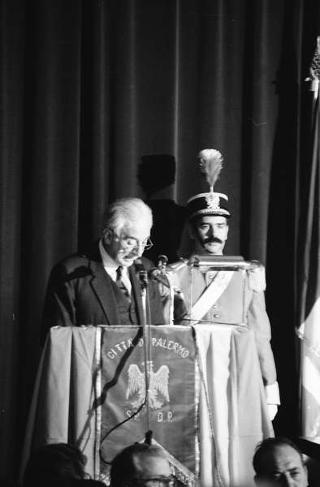 Visita ufficiale del Presidente della Repubblica Francesco Cossiga alla città di Palermo, in occasione del 50° anniversario della morte di Luigi Pirandello