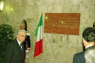 Visita ufficiale del Presidente della Repubblica Francesco Cossiga alla città di Palermo, in occasione del 50° anniversario della morte di Luigi Pirandello