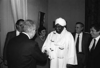 Incontro del Presidente della Repubblica Francesco Cossiga con Saddiq El Madi, primo ministro della Repubblica del Sudan