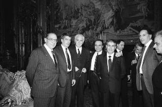 Il Presidente della Repubblica Francesco Cossiga durante il pranzo per esponenti politici della Regione Sardegna