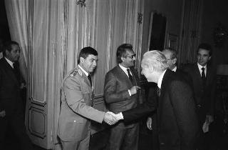 Il Presidente della Repubblica Francesco Cossiga riceve Virginio Rognoni, ministro di grazia e giustizia, con Nicolò Amato, direttore generale degli istituti di prevenzione e pena, ed il colonello Alfredo Gabrielli, comandante del Corpo degli agenti di custodia