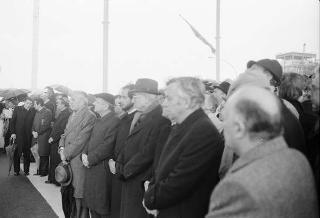 Intervento del Presidente della Repubblica Francesco Cossiga a Monfalcone per il varo della nave semi-sommergibile "Micoperi 7000"
