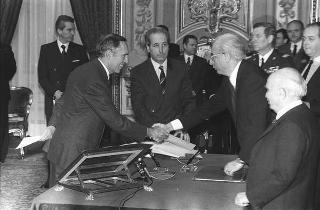 Il Presidente della Repubblica Francesco Cossiga presiede la cerimonia di giuramento dei componenti del VI Governo Fanfani