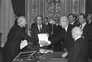 Il Presidente della Repubblica Francesco Cossiga presiede la cerimonia di giuramento dei componenti del VI Governo Fanfani