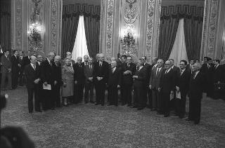 Il Presidente della Repubblica Francesco Cossiga presiede la cerimonia di giuramento dei componenti del VI Governo Fanfani
