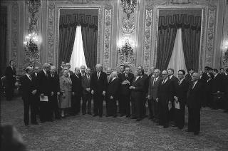 Il Presidente della Repubblica Francesco Cossiga presiede la cerimonia di giuramento dei componenti del VI Governo Fanfani