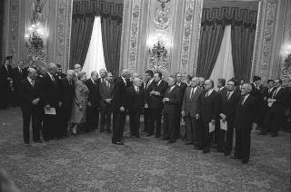 Il Presidente della Repubblica Francesco Cossiga presiede la cerimonia di giuramento dei componenti del VI Governo Fanfani