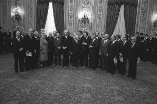 Il Presidente della Repubblica Francesco Cossiga presiede la cerimonia di giuramento dei componenti del VI Governo Fanfani