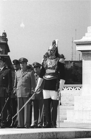 Deposizione delle corone di alloro del Presidente della Repubblica Francesco Cossiga all'Altare della Patria e al Mausoleo Ardeatino in occasione del 42° anniversario della Liberazione