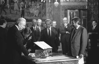 Il Presidente della Repubblica Francesco Cossiga presiede alla cerimonia di Giuramento del I Governo Goria