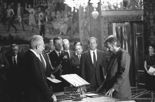 Il Presidente della Repubblica Francesco Cossiga presiede alla cerimonia di Giuramento del I Governo Goria
