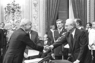 Il Presidente della Repubblica Francesco Cossiga presiede alla cerimonia di Giuramento del I Governo Goria