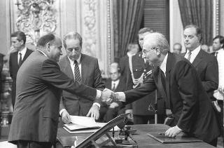 Il Presidente della Repubblica Francesco Cossiga presiede alla cerimonia di Giuramento del I Governo Goria