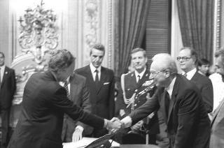 Il Presidente della Repubblica Francesco Cossiga presiede alla cerimonia di Giuramento del I Governo Goria
