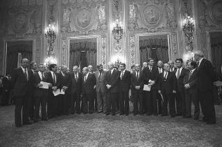 Il Presidente della Repubblica Francesco Cossiga presiede alla cerimonia di Giuramento del I Governo Goria