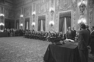 Il Presidente della Repubblica Francesco Cossiga presiede alla cerimonia di Giuramento del I Governo Goria