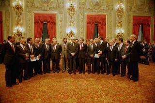 Il Presidente della Repubblica Francesco Cossiga presiede alla cerimonia di Giuramento del I Governo Goria
