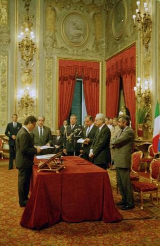 Il Presidente della Repubblica Francesco Cossiga presiede alla cerimonia di Giuramento del I Governo Goria