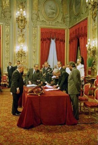 Il Presidente della Repubblica Francesco Cossiga presiede alla cerimonia di Giuramento del I Governo Goria