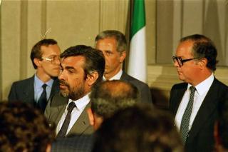 Il Presidente della Repubblica Francesco Cossiga presiede alla cerimonia di Giuramento del I Governo Goria