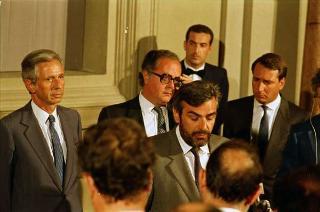 Il Presidente della Repubblica Francesco Cossiga presiede alla cerimonia di Giuramento del I Governo Goria