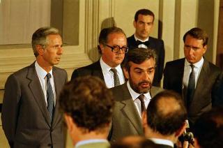 Il Presidente della Repubblica Francesco Cossiga presiede alla cerimonia di Giuramento del I Governo Goria