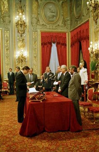 Il Presidente della Repubblica Francesco Cossiga presiede alla cerimonia di Giuramento del I Governo Goria