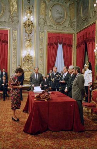 Il Presidente della Repubblica Francesco Cossiga presiede alla cerimonia di Giuramento del I Governo Goria