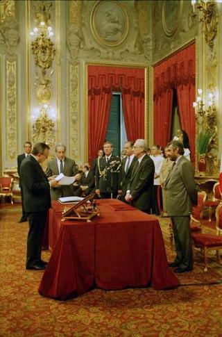 Il Presidente della Repubblica Francesco Cossiga presiede alla cerimonia di Giuramento del I Governo Goria