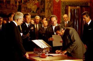 Il Presidente della Repubblica Francesco Cossiga presiede alla cerimonia di Giuramento del I Governo Goria