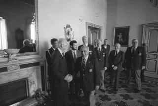 Il Presidente della Repubblica Francesco Cossiga incontra i  componenti della "Ancient and Honorable Artillery Company of Boston"
