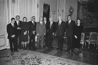Il Presidente della Repubblica Francesco Cossiga incontra  Bruno Visentini, presidente del Premio Letterario Giovanni Comisso, con promotori, giuria e vincitori della IX edizione del Premio